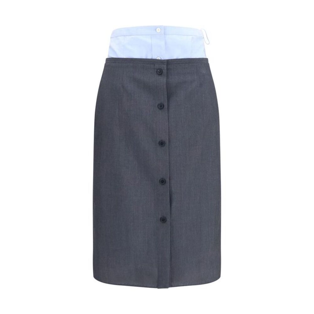 Prada Gray Cotton Midi Women's Skirt